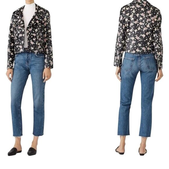 Rebecca Minkoff Floral Leather Moto Jacket Size Large - Picture 2 of 9